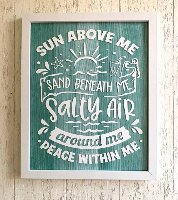 Beach Salty Air Inspirational Quote Decal White Photo Frame Coastal Seaside Decor - image 1
