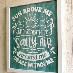 Beach Salty Air Inspirational Quote Decal White Photo Frame Coastal Seaside Decor - thumbnail 2