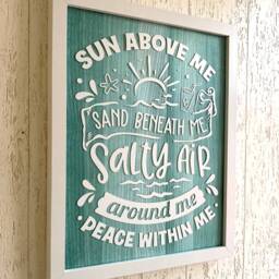 Beach Salty Air Inspirational Quote Decal White Photo Frame Coastal Seaside Decor - thumbnail 3