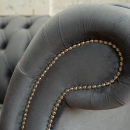 Handmade 3 Seater Graphite Grey Velvet Fabric Chesterfield Sofa, Settee, Couch - thumbnail 3
