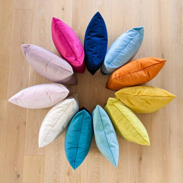 Velvet Handmade Cushion Covers - Teal, Navy, Grey, Lime Green, Hot Pink, Blush Mustard, Burnt Orange, Sand, Duck Egg, Interiors - image 1