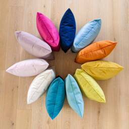 Velvet Handmade Cushion Covers - Teal, Navy, Grey, Lime Green, Hot Pink, Blush Mustard, Burnt Orange, Sand, Duck Egg, Interiors - thumbnail 1