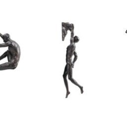 Large X6 Bronze Figurines - Set Of 3 Rock Climbers & Wall Climbing Men Sculptures Poly-Resin Statue Ornament Hanging - thumbnail 3