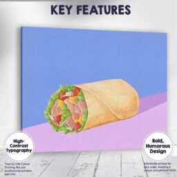 Watercolour Chicken Salad Wrap Food Illustration Canvas Wall Art Print Decor Picture Ready To Hang - thumbnail 1