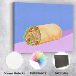 Watercolour Chicken Salad Wrap Food Illustration Canvas Wall Art Print Decor Picture Ready To Hang - thumbnail 2
