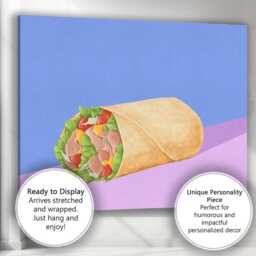 Watercolour Chicken Salad Wrap Food Illustration Canvas Wall Art Print Decor Picture Ready To Hang - thumbnail 3