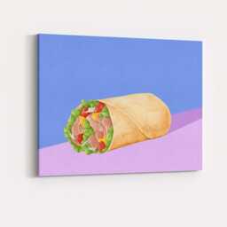 Watercolour Chicken Salad Wrap Food Illustration Canvas Wall Art Print Decor Picture Ready To Hang - thumbnail 4