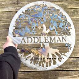 Personalized Metal Tree Of Life - Wall Hanging Last Name Decor Of Front Porch Sign - thumbnail 3