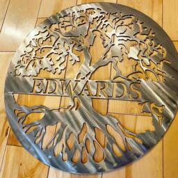 Personalized Metal Tree Of Life - Wall Hanging Last Name Decor Of Front Porch Sign - thumbnail 2
