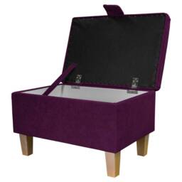 Plum Purple Handmade Storage Ottoman Footstool - Upholstered Pouffe Toy Box British Bespoke Made - thumbnail 2