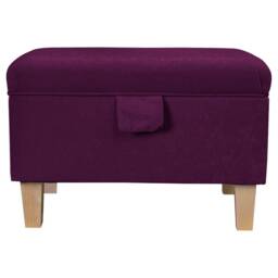 Plum Purple Handmade Storage Ottoman Footstool - Upholstered Pouffe Toy Box British Bespoke Made - thumbnail 3