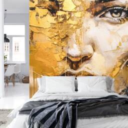 Woman Portrait Wallpaper Mural, Abstract Acrylic Synthography, Peel & Stick - thumbnail 2
