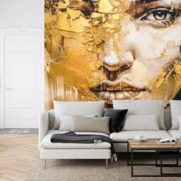 Woman Portrait Wallpaper Mural, Abstract Acrylic Synthography, Peel & Stick - thumbnail 3