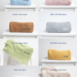 Personalised Baby Blanket - Embroidered Name Stroller Bassinet Newborn Gift Knit Cotton - thumbnail 3