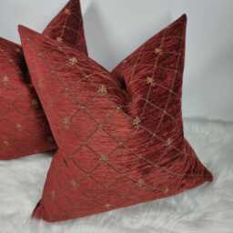 Classic Claret Red Regal Royalty Cushion Cover John Lewis Fabric Contemporary Traditional Timeless Modern Cosy Sofa Bed Pillow Cover - thumbnail 1