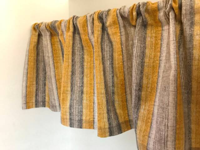 Valance Yellow Gray & White Muted Stripe Custom Made Window Treatment 42'w X 14 - image 1