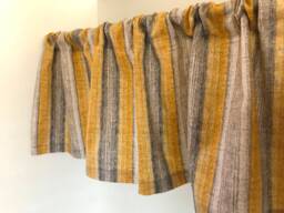 Valance Yellow Gray & White Muted Stripe Custom Made Window Treatment 42'w X 14