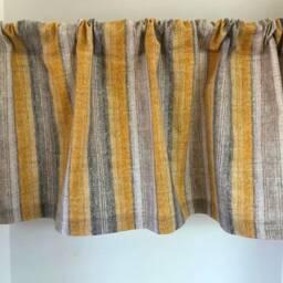 Valance Yellow Gray & White Muted Stripe Custom Made Window Treatment 42'w X 14 - thumbnail 3