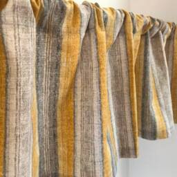 Valance Yellow Gray & White Muted Stripe Custom Made Window Treatment 42'w X 14 - thumbnail 2