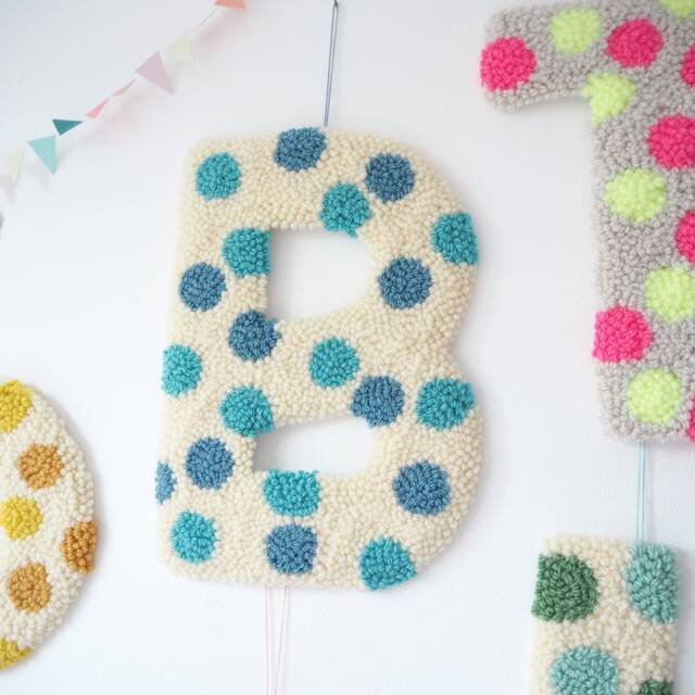 Blue Custom Letter Polka Dot Wall Hanging - image 1