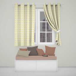 Warm Yellow & White Gingham Check Seamless Pattern Classic Readymade Eyelet Ring Top Thermal 100% Blackout Curtains - thumbnail 1