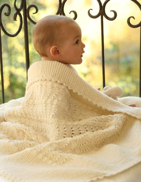 Heirloom Knit Baby Blanket, Afghan, Boy Or Girl, Christening Blanket - image 1