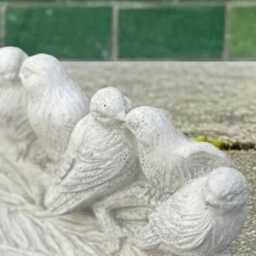 stone Bird Bowl Decor Handmade Concrete Ornament Garden Cement Feeder Sculpture Outdoor Animal Patio Figurine Bird Lover Gift - thumbnail 3