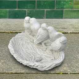 stone Bird Bowl Decor Handmade Concrete Ornament Garden Cement Feeder Sculpture Outdoor Animal Patio Figurine Bird Lover Gift - thumbnail 4