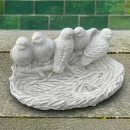 stone Bird Bowl Decor Handmade Concrete Ornament Garden Cement Feeder Sculpture Outdoor Animal Patio Figurine Bird Lover Gift - thumbnail 1
