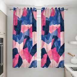 Contemporary Blue & Pink Art Curtains, Bold Abstract Pattern Drapes, Custom Made To Measure Curtain Panels - thumbnail 3
