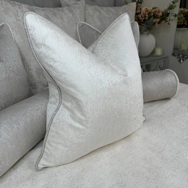 Luxury Cushion Cover, Pillow Scatter Piped Cushions, Pillow, Cushion, Throw Pillows, Blake Ivory - Grey - image 1