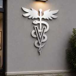 Veterinary Logo Clinic Sign Custom Metal Personalized Office Wall Art Business Plaque Copper Laser Cut Animal Hospital - thumbnail 3