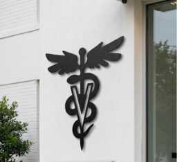 Veterinary Logo Clinic Sign Custom Metal Personalized Office Wall Art Business Plaque Copper Laser Cut Animal Hospital - thumbnail 1