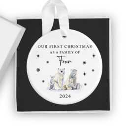First Christmas As A Family Of Four 2026 Bauble, 4 Xmas Ornament, New Baby Gift, Keepsake Decoration - thumbnail 3