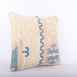 Handwoven Turkish Kilim Pillow Cover Boho Home Decor - 18x18 - thumbnail 2