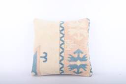 Handwoven Turkish Kilim Pillow Cover Boho Home Decor - 18x18 - thumbnail 1