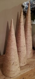 "Christmas Rustic Christmas Tree Twine Cone Holiday Decoration Ornament Hand Made Without Base Set Of Three 12"" 15"" 18" - thumbnail 1