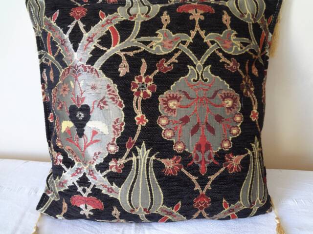Pillow With Classical Turkish/Ottoman Design - 16 X In. Black- Velvet Chenille- Christmas Gift-Wedding Gift- Home Decor - image 1