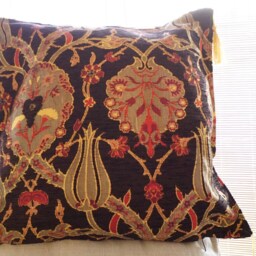 Pillow With Classical Turkish/Ottoman Design - 16 X In. Black- Velvet Chenille- Christmas Gift-Wedding Gift- Home Decor - thumbnail 4