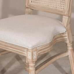 Wooden Bergere Back Rattan Dining Chair With Linen Seat - thumbnail 4