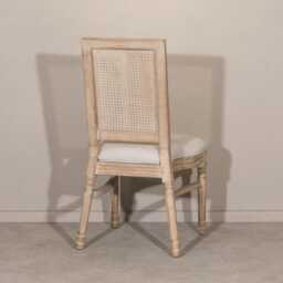 Wooden Bergere Back Rattan Dining Chair With Linen Seat - thumbnail 3