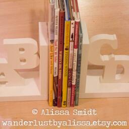 Abcd Wooden Letter Bookends - Custom Created To Coordinate With Your Decor - Alphabet Bookends, Abcd, Initial Name Bookends - thumbnail 2