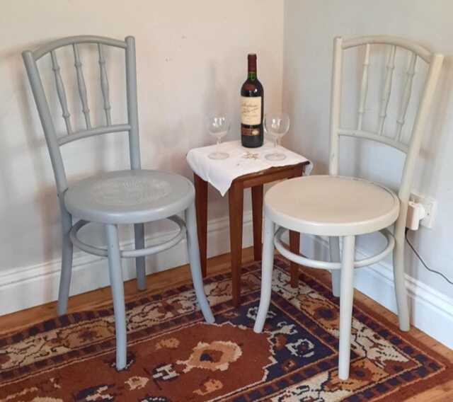 Two Vintage Art Deco Fischel Bentwood Bistro Dining Chairs - image 1