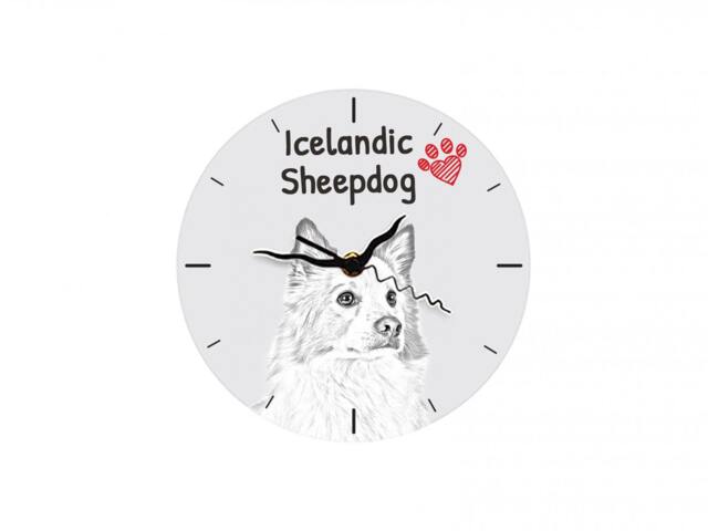 Icelandic Sheepdog, Free Standing Mdf Floor Clock With An Image Of A Dog - image 1