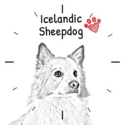 Icelandic Sheepdog, Free Standing Mdf Floor Clock With An Image Of A Dog - thumbnail 2