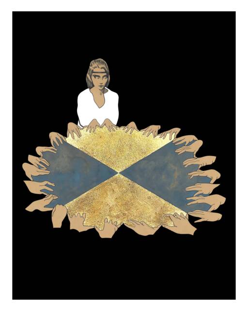 Summon - Gicl??e Print Of Original Gouache + Gold Leaf Pencil Drawing - image 1