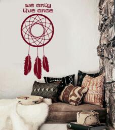 Wall Vinyl Decal Bedroom Decor Dream Catcher Quote We Only Live Once Modern Ethnic Home Art - #1085Dz - thumbnail 1