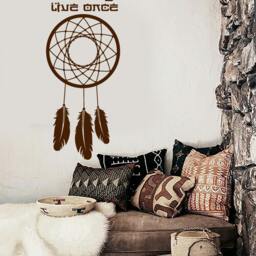 Wall Vinyl Decal Bedroom Decor Dream Catcher Quote We Only Live Once Modern Ethnic Home Art - #1085Dz - thumbnail 2