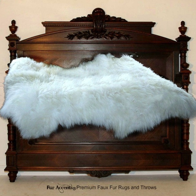 Plush Faux Sheepskin Rug - White Shag Throw, Usa Made - image 1