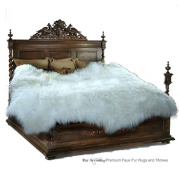 Plush Faux Sheepskin Rug - White Shag Throw, Usa Made - thumbnail 3